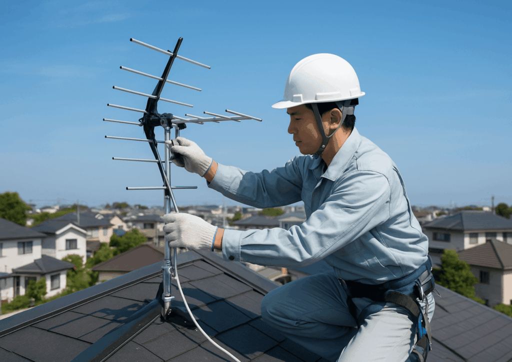 アンテナを設置する作業員の画像